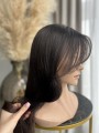 Peruka z włosów naturalnych ciemny brąz- newhairstories.pl
